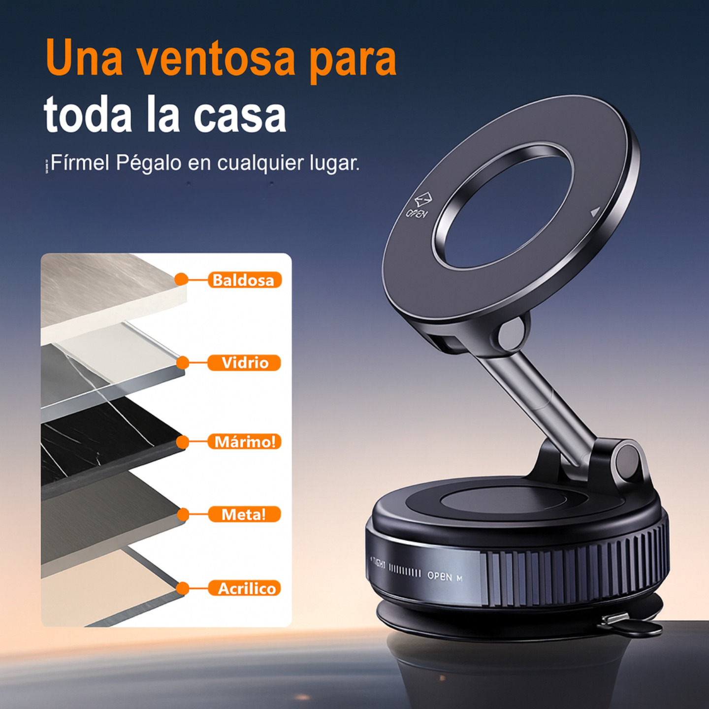 MagLock™ – Soporte Premium con Ventosa UltraFuerte