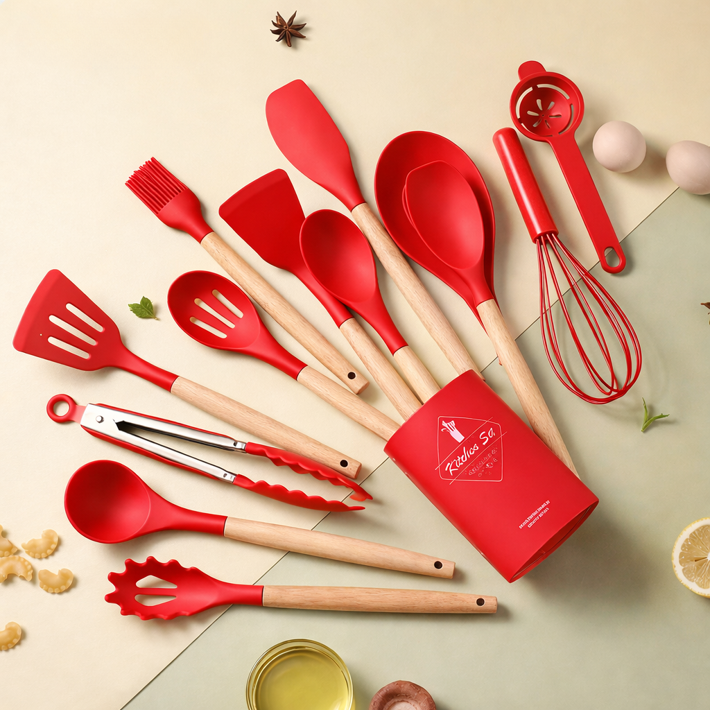 SET 12 UTENSILIOS ANTIADHERENTE PARA COCINA