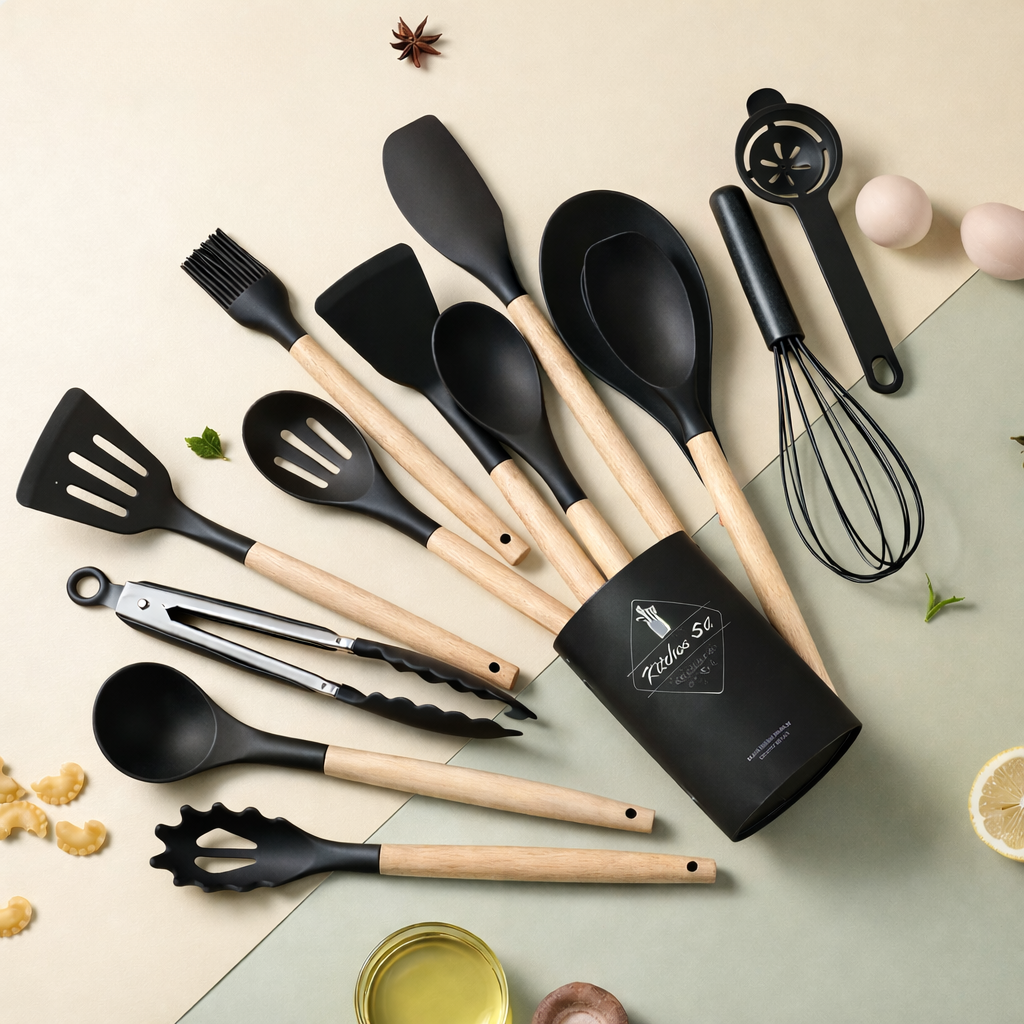 SET 12 UTENSILIOS ANTIADHERENTE PARA COCINA
