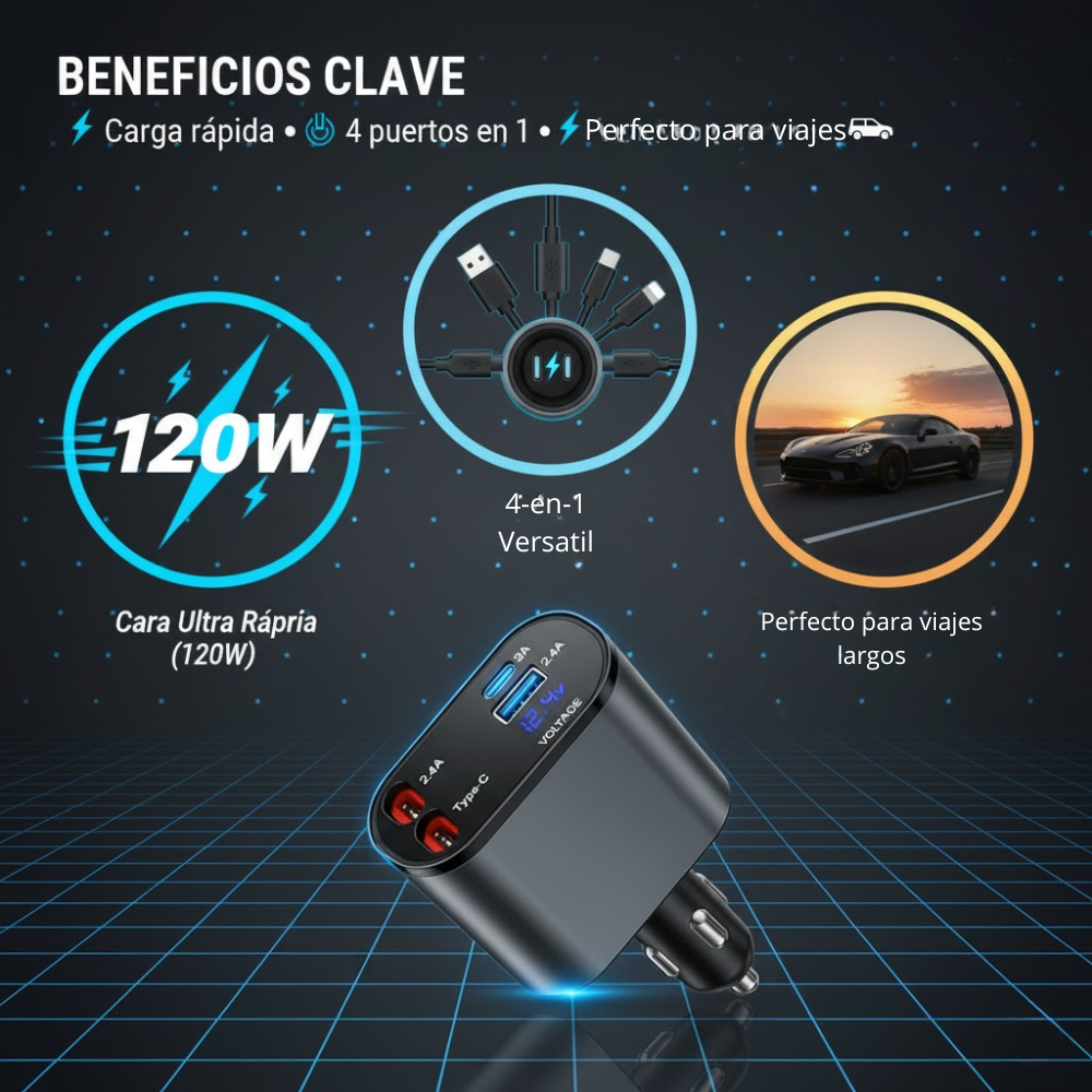 CARGADOR 4 EN 1 CON CARGA RAPIDA